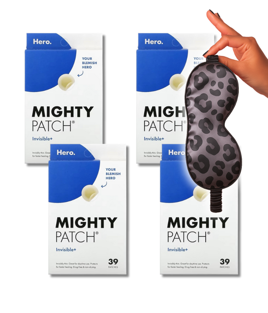 x4 Mighty Pimple patch 39 Pack Invisible+ (FREE Satin Sleep mask)